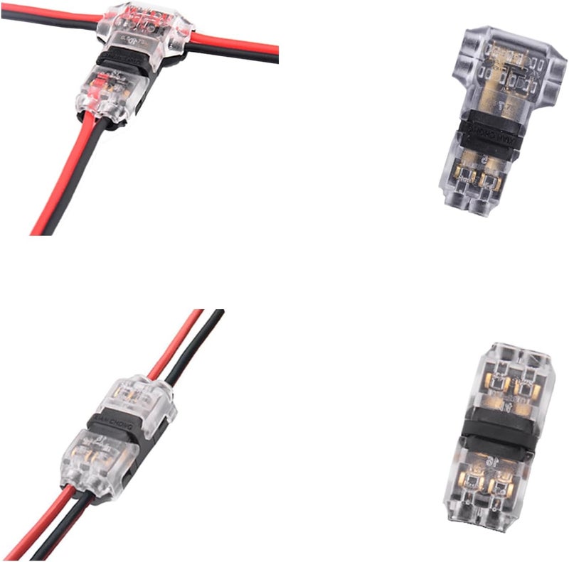 Brightfour Low Voltage Wire Connectors, 24 Pack 12v Wire Splice Connectors Combo, No Strip Solderless Electrical Connectors, Fit 24-20 AWG Wires, 12 Pack 3 Way 2 Pins and 12 Pack 2 Way 2 Pins - Image 1